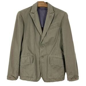 NWOT DIESEL Blazer Jacket Men M Olive-Green Canvas Elbow-Patch Flipped-Cuff Flap
